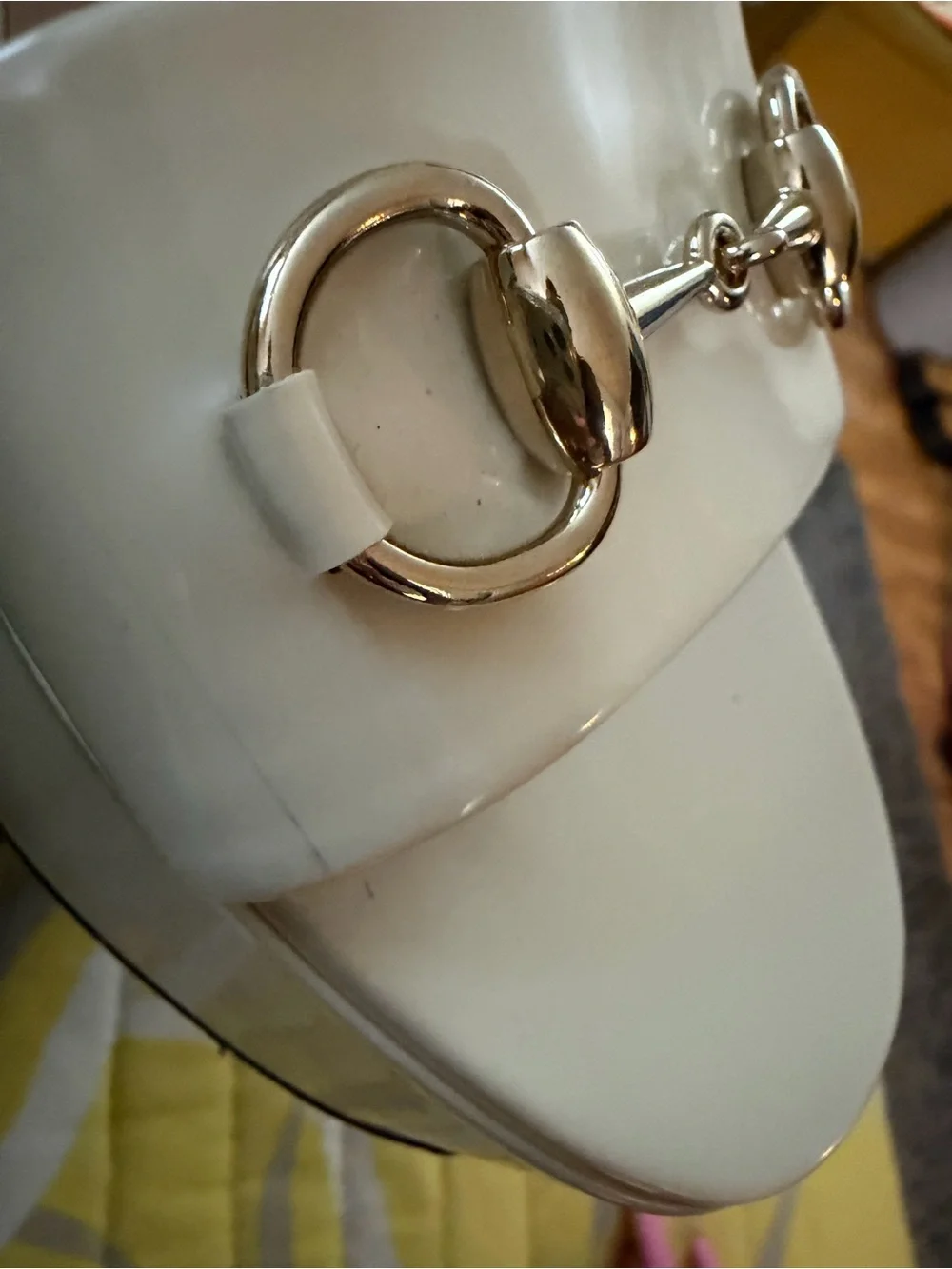 Gucci Cream Platform Sandals with Gold Horsebit